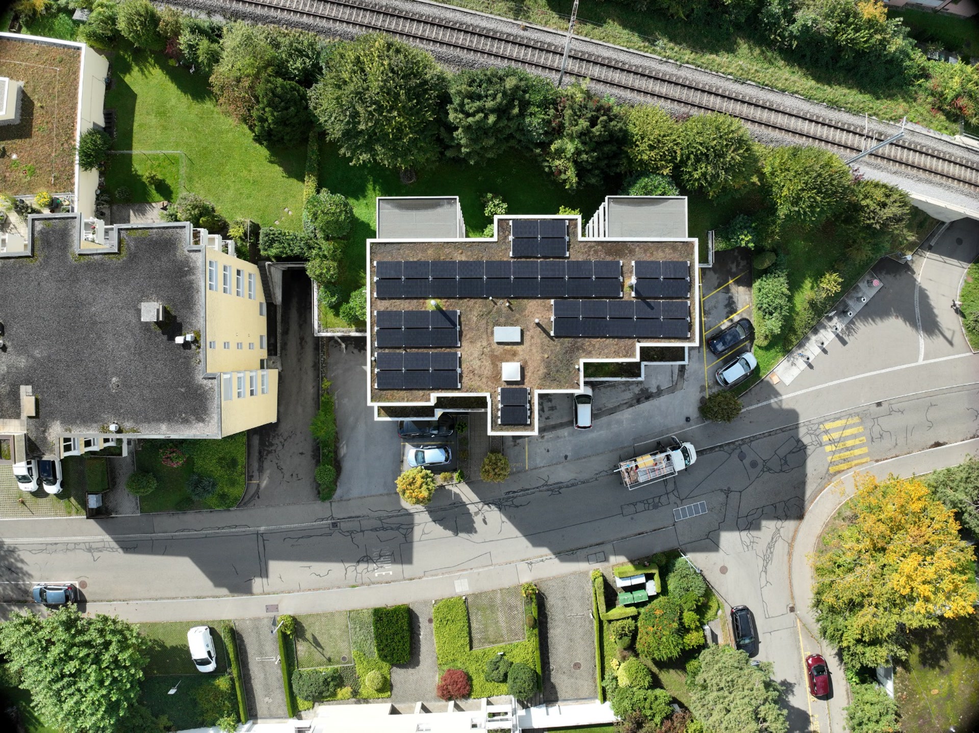 PV-Anlage mit 22 kWp auf einem Flachdach in Leimen, montiert von FIBEL